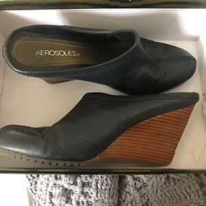 Aerosoles Leather Stacked heel mule clog